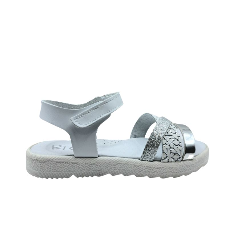 3265910 Ricco A30259V3 Πέδιλο για κορίτσι δερμάτινο Ασημί-Λευκό - Image 1