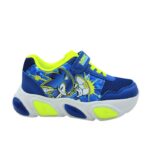 Modum SC000779 Αθλητικό για αγόρι με φωτάκια Sonic σε συνθετικό δέρμα και ύφασμα Λάϊμ-Μπλέ