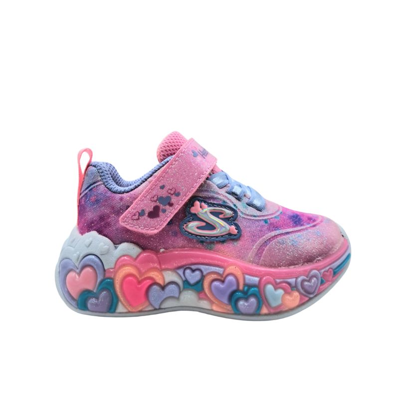 6235222 Skechers 302696N/LPMT Αθλητικό με φωτάκια για κορίτσι σε ύφασμα Μωβ-Ροζ/Πολύχρωμο - Image 1