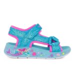 Skechers 303108L/BLMT Αθλητικό πέδιλο με φωτάκια για κορίτσι σε ύφασμα Fux-Σιέλ