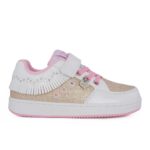 Lelli Kelly Frangetta Mix LKAL8058-BIOR Sneaker για κορίτσι με φωτάκια σε συνθετικό υλικό Glitter Λευκό-Χρυσό