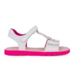 Geox J Sandal JOYFOOT J65P1C 000HH C1441 A Πέδιλο για κορίτσι δερμάτινο Λευκό-Φουξ/Μονόκερος