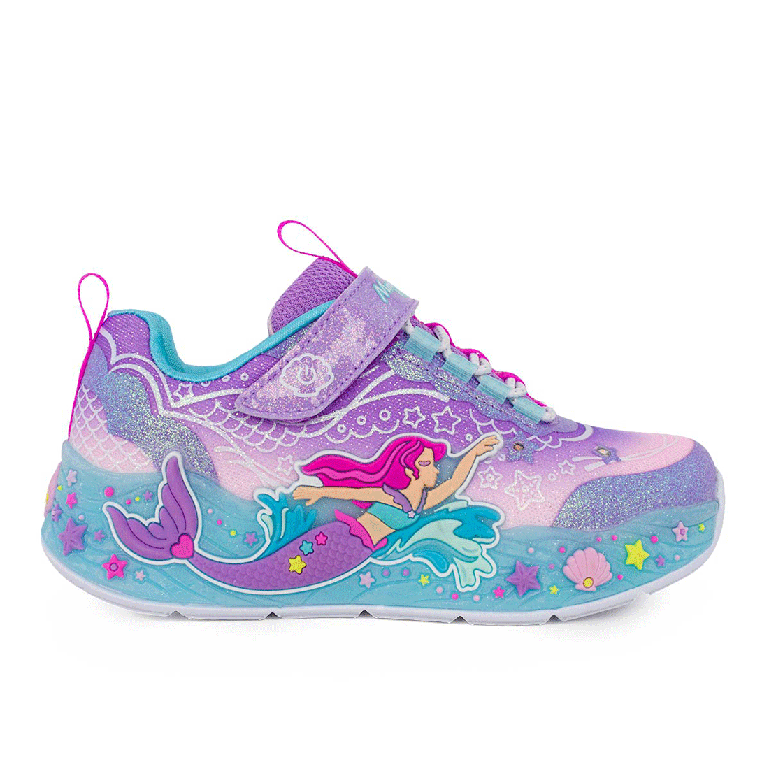 IMG_8854-1_lights Skechers 303060L/LVMT Αθλητικό με φωτάκια για κορίτσι σε συνθετικό υλικό και αδιαβροχοποιημένο ύφασμα Λιλά - Image 1